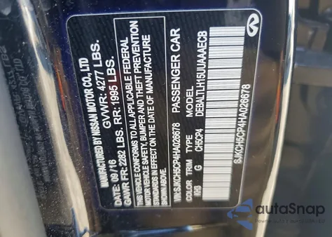 2017 Infiniti Qx30 Base z USA, uszkodzony, nr VIN SJKCH5CP4HA026678